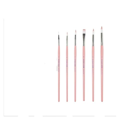 BoBoHui 6 Pcs Nylon Hair Brush Set Pearlescent Blue Rod One Horned Deer Watercolor Gouache Acrylic Painting Three Colors Available(Orange)