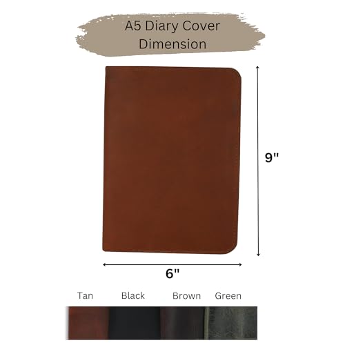 CestAntiQ Leather Journal Cover A5 5.75 x 8.25, Brown