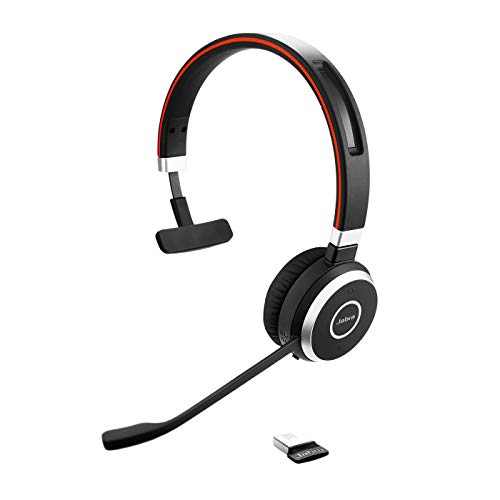 Jabra Evolve 65 MS Teams Wireless Headset, Mono – Includes Link 370 USB Adapter – Bluetooth Headset with Industry-Leading Wireless Performance, Advanced Noise-Cancelling Microphone, All Day Battery