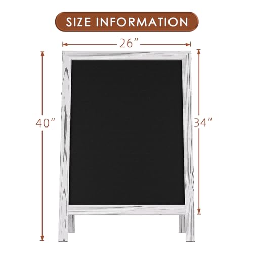 INNOVART A-Frame Sidewalk Sign 40" x 26", Double-Sided Felt Sandwich Letter Board with Changeable Letters, Letter Board Sign with Stand for Restaurant, Retail, Church, Wedding, Outdoor Event, White