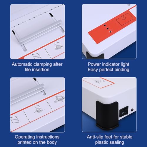 FIUZA A4 Thermal Binding Machine, 100W Book Binder Machine, Intelligent Temperature Control, 500 Pages Capacity, for Binding Office Reports, Contracts, Project documents, portfolios