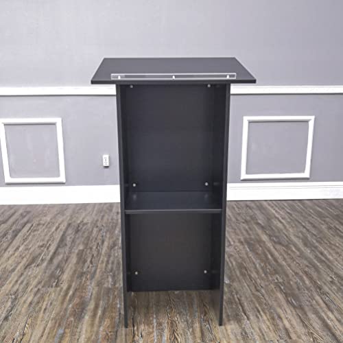 FixtureDisplays® Black MDF Wood Podium Church Pulpit School Lectern Conference Debate Stand 22.83X15.59X44" 10051-BLK