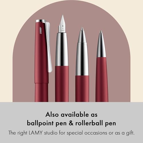 Lamy studio royalred - Fountain Pen in elegant metal body - steel nib, partially platinum-plated & in nib size F - incl T 10 blue ink cartridge