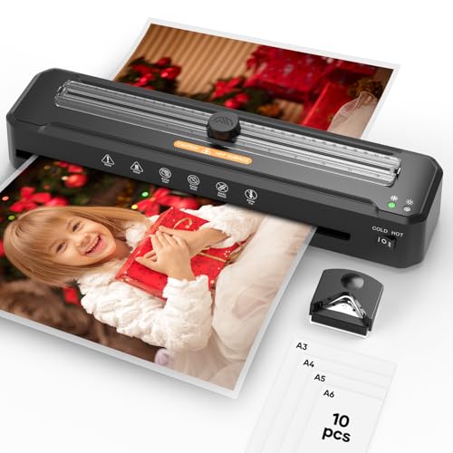 Laminator Machine - 13 Inch A3 Thermal Lamination machine Kit with 50 Laminating Sheets for A3/A4/A6, Paper Trimmer and Corner Rounder, 11X17 Laminator for Office Home School Use, High Speed Never Jam