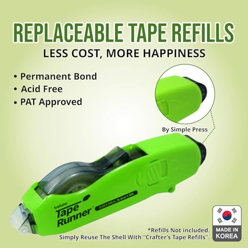 TAPE RUNNER Double Sided Adhesive with Dispenser Roller Included - Photo Safe, Sticky, Clear & No Mess - Ideal for Scrapbooking, Crafts & More - Retractable (315 inches per Cartridge), 40 Cartridge