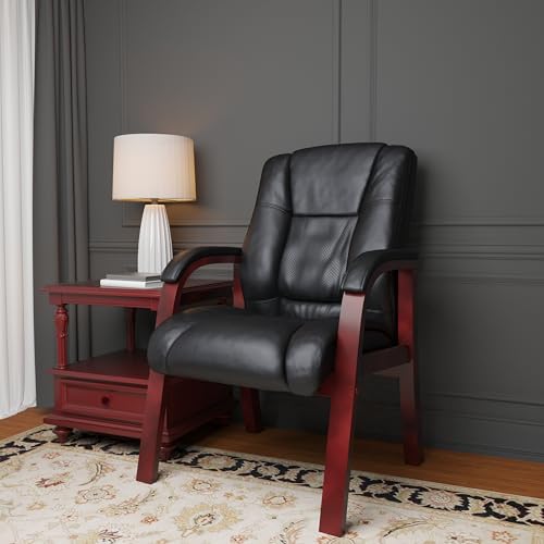 Boss Office Products Mid Back Wood Finished Guest Chair, Mahogany (B8999-M)