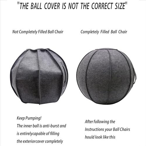 WTZHHK Pilates Yoga Ball Chair Yoga Ball Office Chair, Balance Ball Chair Lightweight Self-Standing Ergonomic Posture Activating Exercise Ball Solution with Attractive Cover Seat(White Gray,55cm)