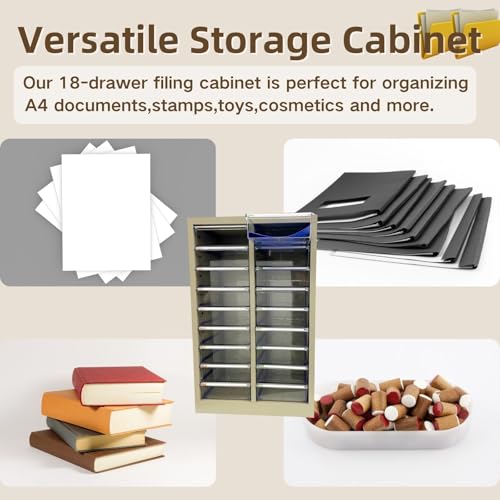 Yokoma File Cabinet 18 Medium Transparent Drawers Vertical Home Office Storage Paper Organizer Document Cabinet