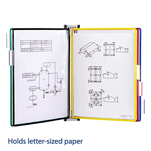 JDXQBLD Wall Mount Reference Organizer - Catalog Display Rack, Wall Mount Reference and Display System, with 5 A4 Paper Size Pockets, Adjustable Desk Reference Organizer, Easy to