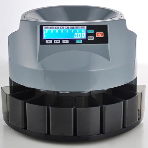 YXCUSAM Electric Coin Sorter, Coin Counter Machine, with LED Display / 8 Coin Bins,for Supermarket, Shop, Home, Business
