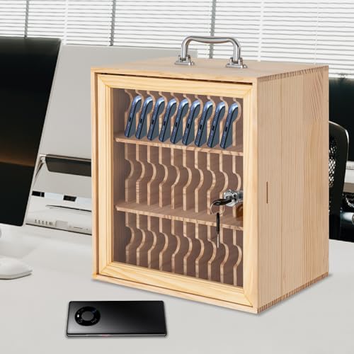 Apexonix Cell Phone Storage Holder Wooden Cell Phone Locker Storage Cabinet Classroom Pocket Chart for Office onference Rooms (36 Slots)