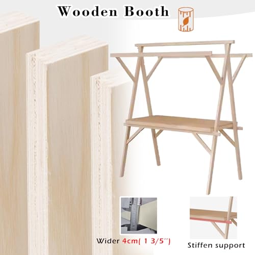 WLCGYD Portable Wooden Market Stall Display Stand for Outdoor Vendor, Foldable Kiosk Booth with Awning for Hot Dog/Ice Cream/Food, Commercial Use, 120cm 150cm(Beige,150x60cm/59x23.6in)