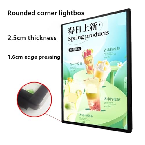 DFEDHF Slim Snap Frame LED Light Box Illuminated Poster Display Backlit Menu Board for Restaurant Cafe Shops Wall Mounted Billboard Sleek Modern Design, Vertical-60 * 80cm