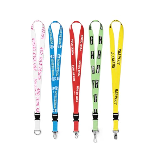 Custom 300 Pcs Solid Color Breakaway Lanyards Personalized Polyester Neck Straps with Logo, Text, Name for Office, Company, School, Event