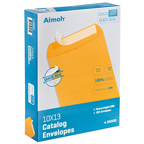 Aimoh 10x13 Kraft Catalog Envelopes, Self Seal, Brown, 300 Count