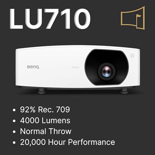 BenQ LU710 Golf Simulator Projector, White | 4000 Lumen WUXGA 1920 x 1200 Laser | 1.13-1.46 Throw Ratio | ±30° 2D Keystone | Corner Fit | 92% Rec. 709 Color | IP5X Dustproof | HDMI