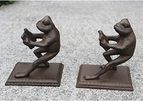 WAGLOS Classic Book Ends Vintage Bookends Frog Hold Books Cast Iron Book Stoppers Animal Shape Book Ends for Libraries Office School Decor Bookend Desktop Storage