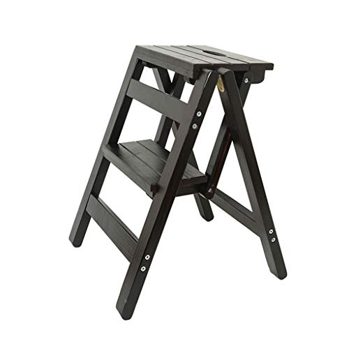 LWJQRSP Kitchen Step Stools Step Stools Folding Step Stool for Adult, 2 Stepladders for 378lbs, Wooden Step Stools for Home/Office, Wide Pedal