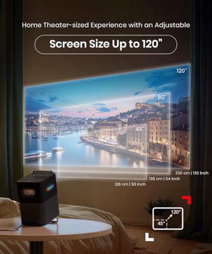 TCL A1 GTV Projector with Official Netflix Licensed, 1080P Portable Outdoor Movie Projector, 360 ISO Lumens, 4K Supported Bluetooth WiFi Projector, 120" Screen, Auto Focus, Dolby Digital, 16W Speaker
