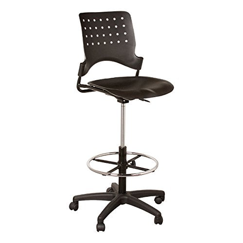 Learniture Ballard Adjustable Height Drafting Stool w/Chrome Foot Ring NOR-TSU3004-SO- Black