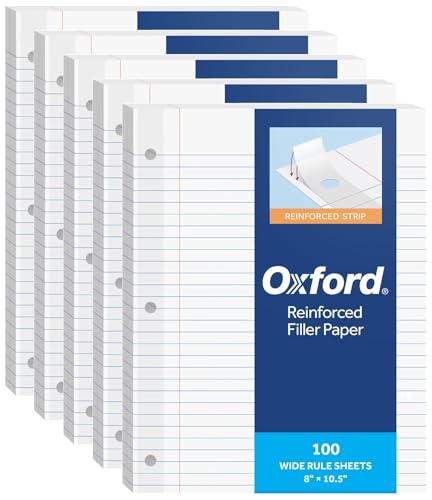 Oxford Reinforced Lined Loose Leaf Notebook Paper, College Rule, 500 Sheets