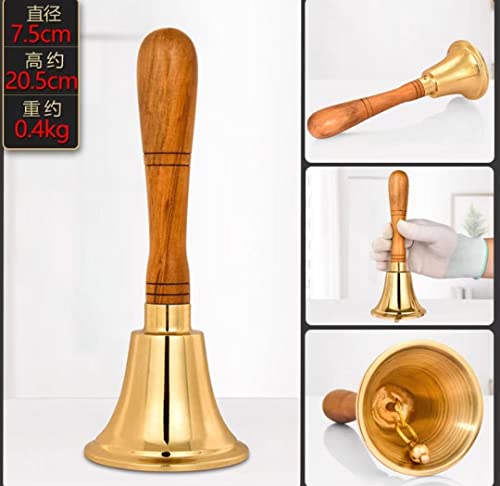 Hand Bell Extra Loud Solid Brass Call Bell， Christmas Santa Claus Costume Accessory Jingle Call Hand Bell Loud Call Bell for Wedding Decoration Bar School Church(3 inches(7.5 * 20.5cm))
