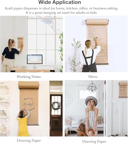 LNNW Kraft Paper Dispenser 37/67/ 97cm Butcher Paper Dispenser, Sturdy Memo Board Wall Art Decor, for Restaurant/Studio/Home Decorative Message Boards for Wall(97cm/38.2inch Wide)