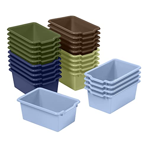 ECR4Kids Scoop Front Storage Bins, Multipurpose Organization, Earthtone, 25-Piece