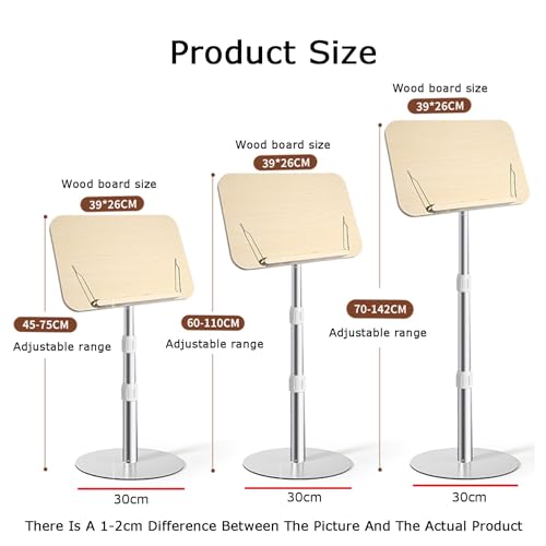 Adjustable Floor Stand For Books & Documents - Height Adjustable, Heavy-Duty Support, Perfect For Reading, Display & Organizing - Versatile Book Holder & Document Stand ,Wood Color-Adjustable 45-75