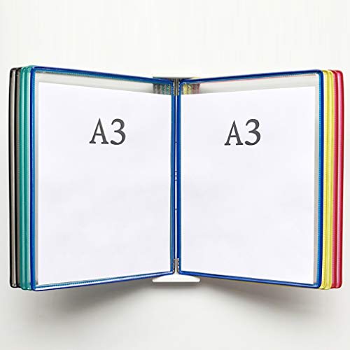 KGDJBGSE Wall Mounted File Holder Folder, A3 Poster Flip Book Display, Hanging Organizer 45x33x10CM 10 Pages 20 Pockets(F)
