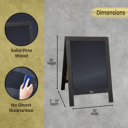 A Frame Chalkboard by HBCY Creations: 20x30 Solid Wood A-Frame Sign Black Double-Sided Magnetic Board, Chalkboard Menu Board, for Restaurants, Cafés, Weddings - Heavy Duty Hinges