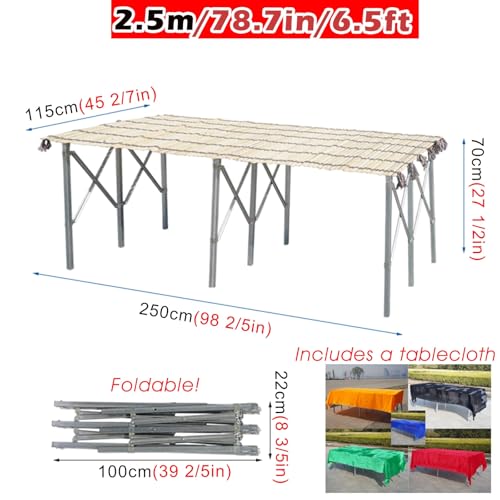 Product Display Stand for Vendors, Commercial Kiosk Booth/Concession Stand for Weekend Market Festival Party Exhibition, Multifunctional Rectangular Long Table(L-2.5m/8.2ft w-1.15m/3.8ft)