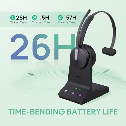 Yealink WH64 Mono DECT & Bluetooth Wireless Headset for Phone PC Mobile