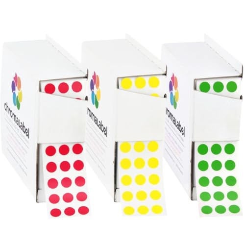 ChromaLabel Red Yellow Green Dot Stickers, 1/4 Inch, 1000/Box Each Color