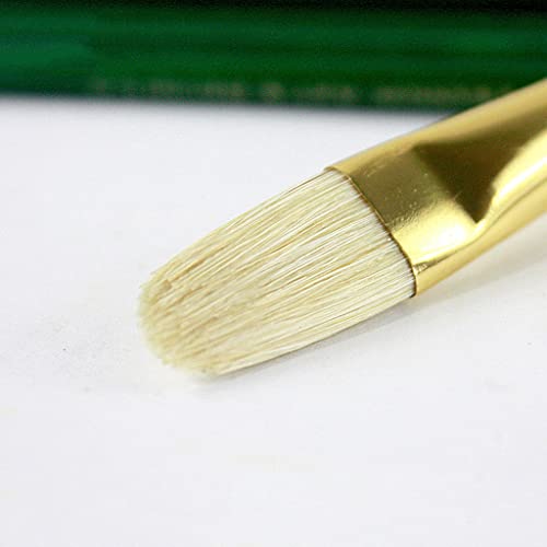HBJWOV 6pcs Green Long Pole Handle Art Paint Brush Set with Oval Shape Handmade Pen Oil Brush Acrylic Paint Art