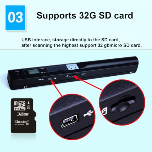 Document Scanner, Portable A4 Document Scanner with 300/600/900 Dpi Resolution, Jpg/pdf, LCD Screen for Mobile Office Green