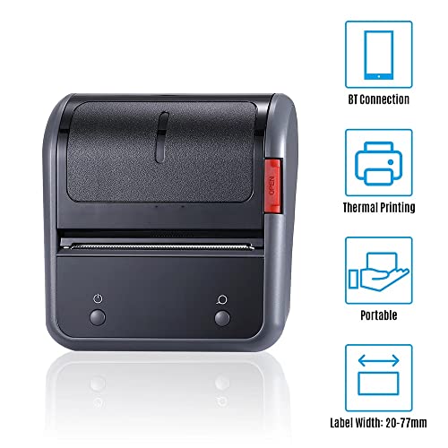 XDSRFVW Portable 80mm Thermal Label Printer BT Maker Sticker Machine Rechargeable Battery Compatible with iOS Android Computer
