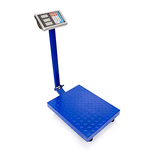 300kg/661lb Digital Platform Scale with Price Computing, Heavy Duty Postal Scale with LCD Display, Weighing Scale for Luggage, Packages, Warehouse, Supermarket, Rechargeable Battery, Blue