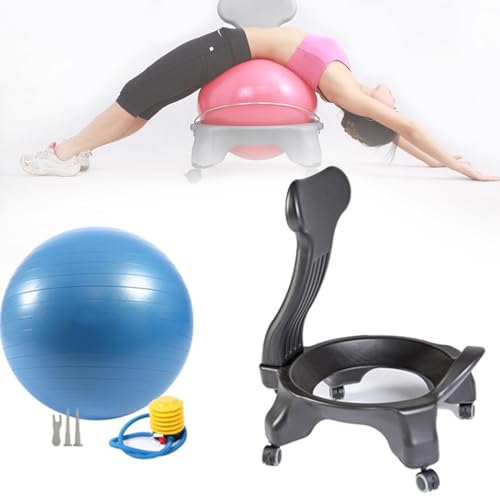 piudoiliy Ball Chair Stability,Office Fitness Ball Chair,Exercise Yoga Ball Chair,Ergonomic Balance Ball Posture Chair,for Back Pain Relief (Blue)