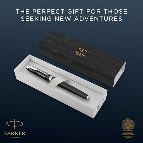 Parker IM Premium Fountain Pen | Legacy of Flight Collection | Chrome Trim | Fine Nib with Blue Ink Refill | Gift Box