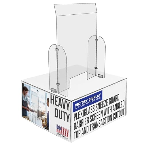 Plexiglass Sneeze Guard Barrier Screen with Angled Top and Transaction Cutout for Counter 30" x 42", Office, Desk, Table, Reception - Protects from Coughing and Sneezing