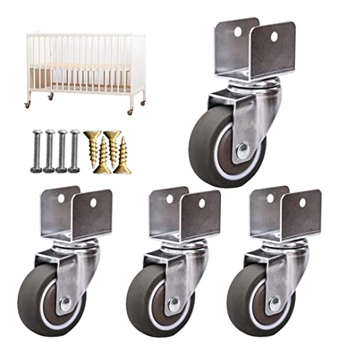 MXXADHPL Office castors Small Swivel Furniture Caster Wheels,1.25 Inch 32mm Rubber Wheels with U-Shaped Bracket