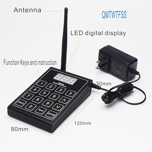 QMTWTFSS Wireless Guest Paging System, 10 Coaster Pagers+1 Keypad Caller