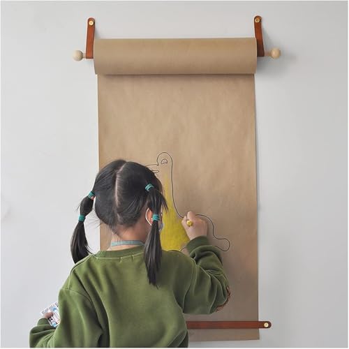 ZOCWJK Kraft Paper Roll Display Heavy Duty Kraft Paper Holder & Dispenser, Home Kids Graffiti Wallpaper, Office/Studio Writing Tablet,Wall Mounted for Office Coffee Shop,