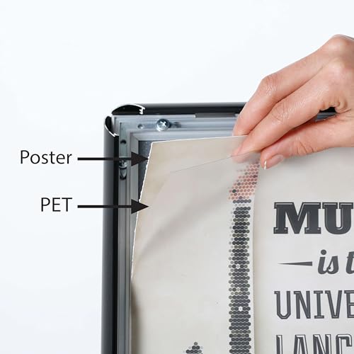 M&T Displays Pedestal Adjustable Telescoping Menuboard 1" Black Aluminum Profile Snap Poster Frame 8.5x11 inch Single Sided Document Brochure Sign Holder Front Loading Portrait Landscape-(3 Pack)