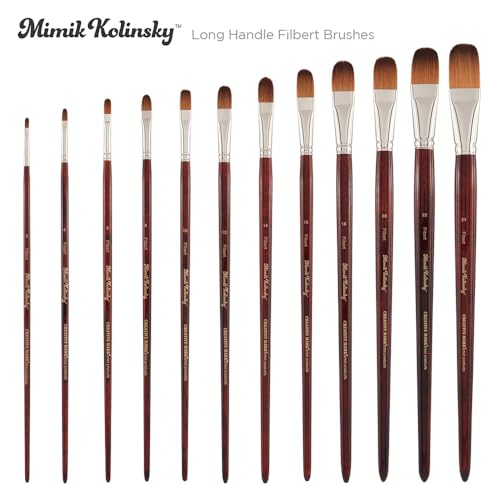 Creative Mark Mimik Kolinsky Watercolor Brush - # 24 Filbert - Long Handle Synthetic Paint Brush - Handmade in Germany - Synthetic Sable Paint Brushes for Professional Artists - Animal-Friendly