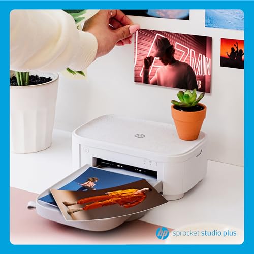 HP Sprocket Studio Plus 4x6 Wireless Instant Photo Printer, 118 Sheets + 3 Cartridges, Wi-Fi, Premium Dye Sublimation, Compact Home Use, Prints Vibrant Color Pictures, Editing App for Fun Photos