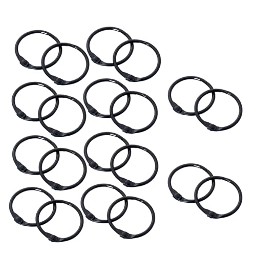 Binder Rings, 20 PCS Diameter 3cm Book Rings Metal DIY Binder Ring for Home School Office Booklets Cards File(Black)
