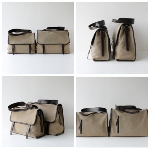 Vintage Canvas Leather Messenger Bag Tote Laptop Shoulder Crossbody Bag (C-L)