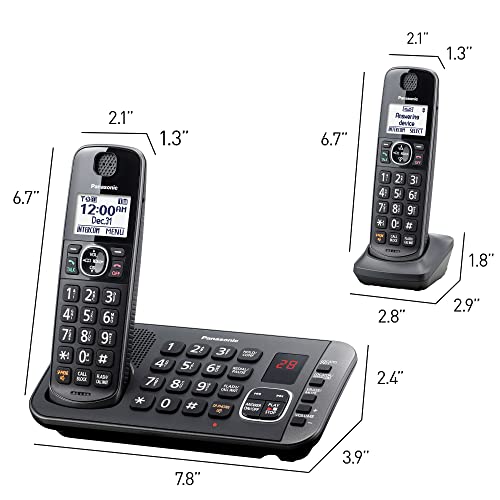 Panasonic DECT 6.0 Expandable System, Cordless Phones with Answering Machine and Call Blocking - 5 Cordless Phones 5 Handsets - KX-TGE645M (Metallic Black)